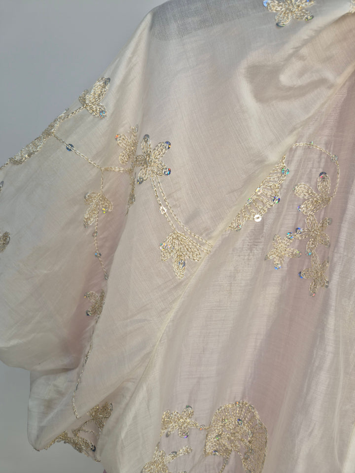 Patsy Puffball Sleeve Sparkly Blouse (One Size, fits from Size 10/12 up to Size 16) - Cream