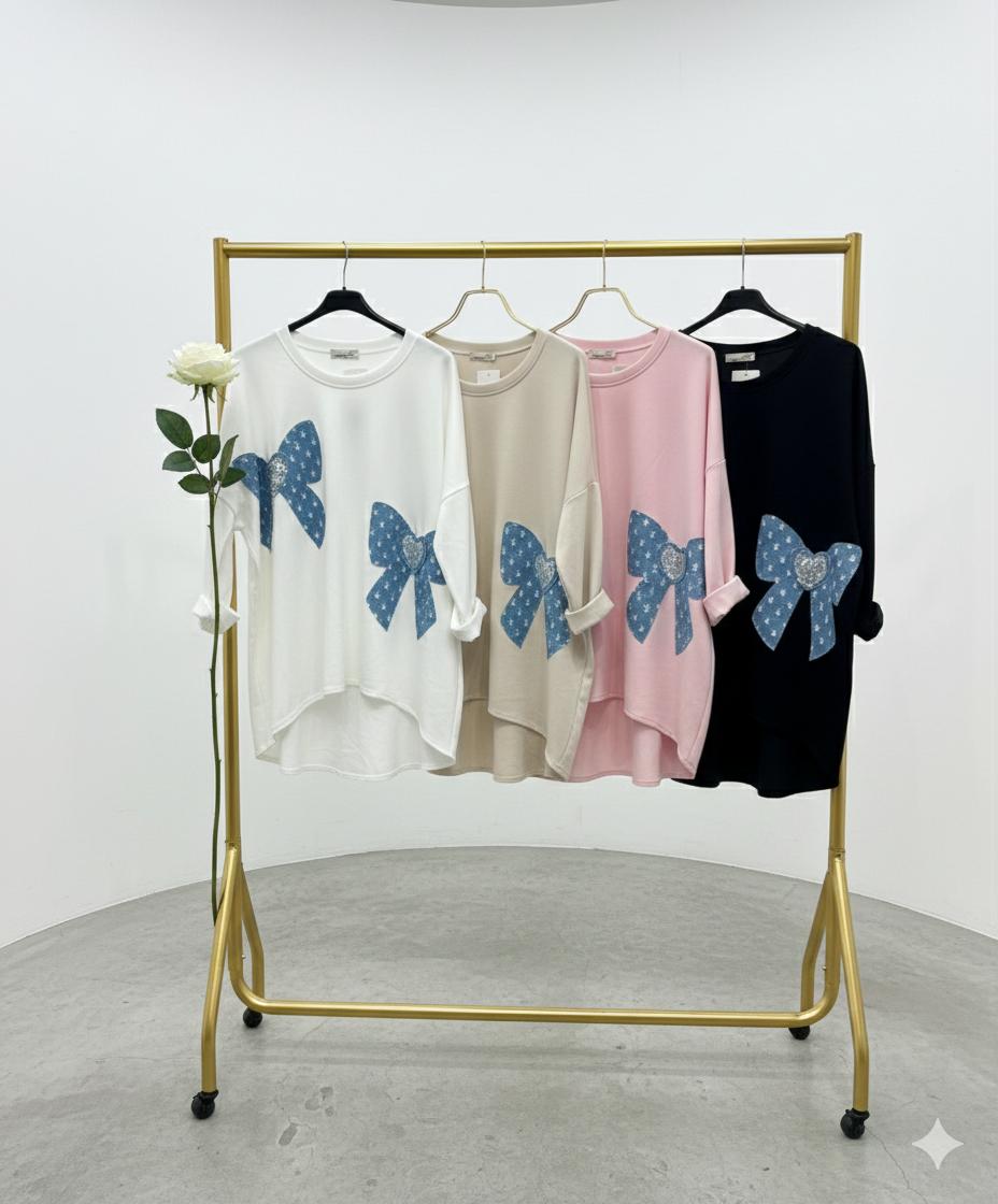 Bethany Bow Slouchy Top - (choose your Colour) (Oversized fitting from Size 14 up to Size 18/20)