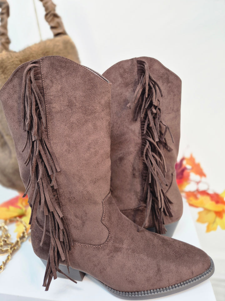 Arizona Fringed Boots - Chocolate (choose your Size)
