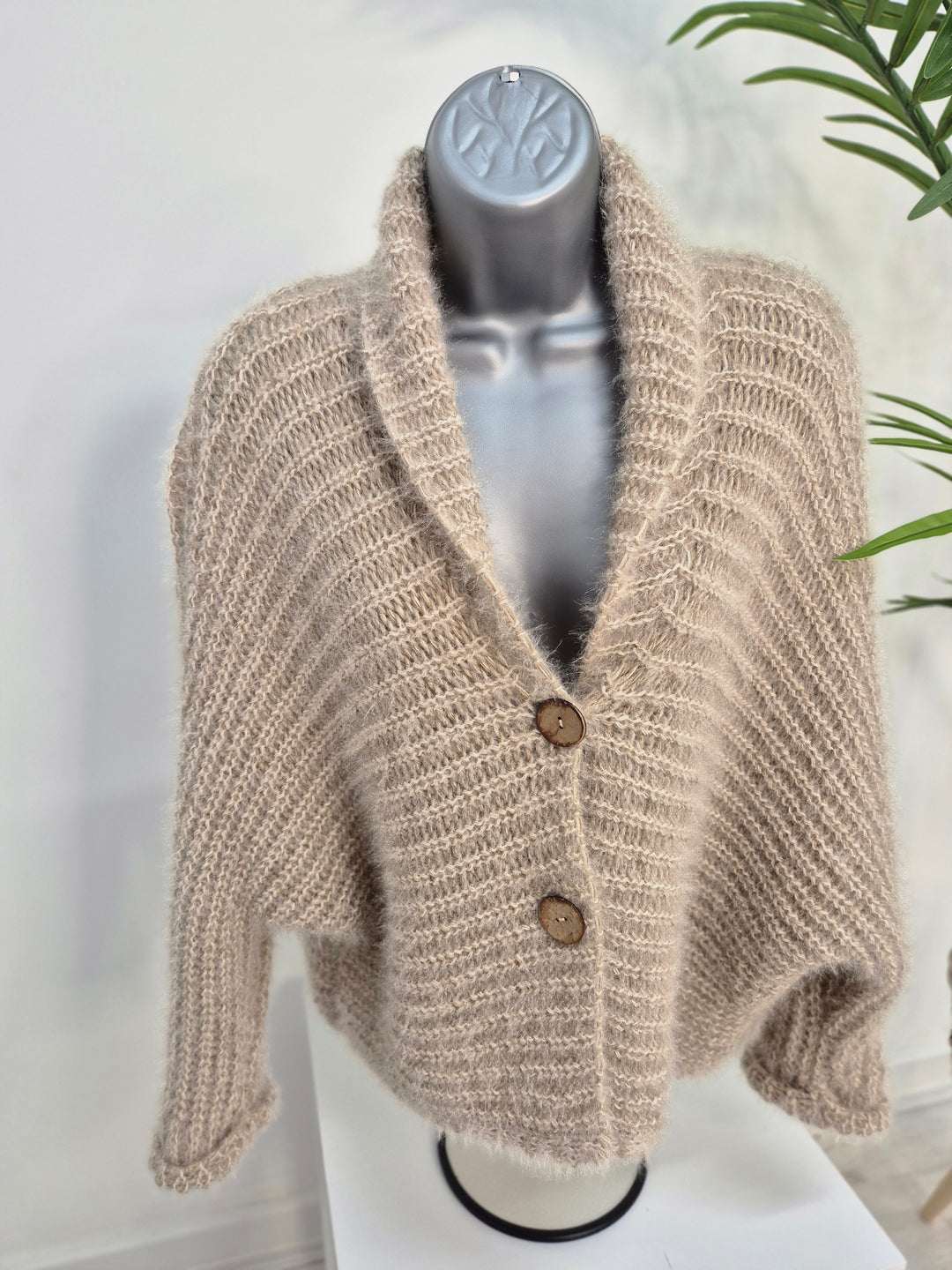 Finley Fluffy Cardigan  - Mocha (One Size - fits up to Size 14/16)
