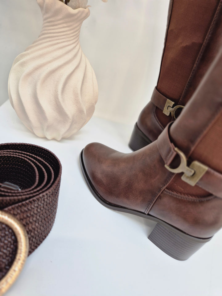 Hamptons Riding Boots with Elasticated Stretchy Back - Chocolate