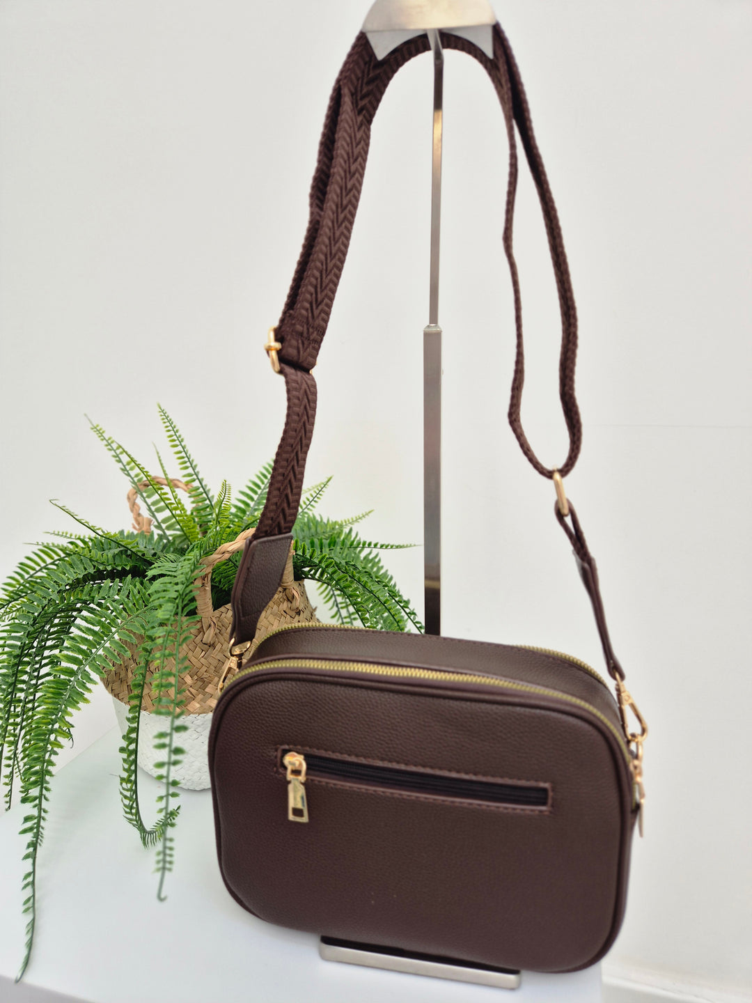Diamond Quilted Bag - Chocolate (Gold Tone)