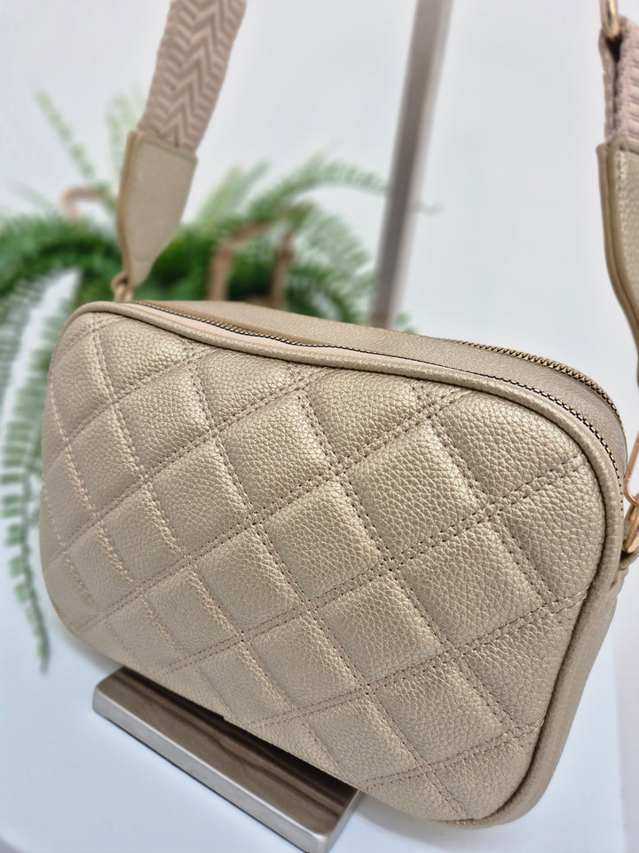Diamond Quilted Bag - Metallic Gold (Gold Tone)
