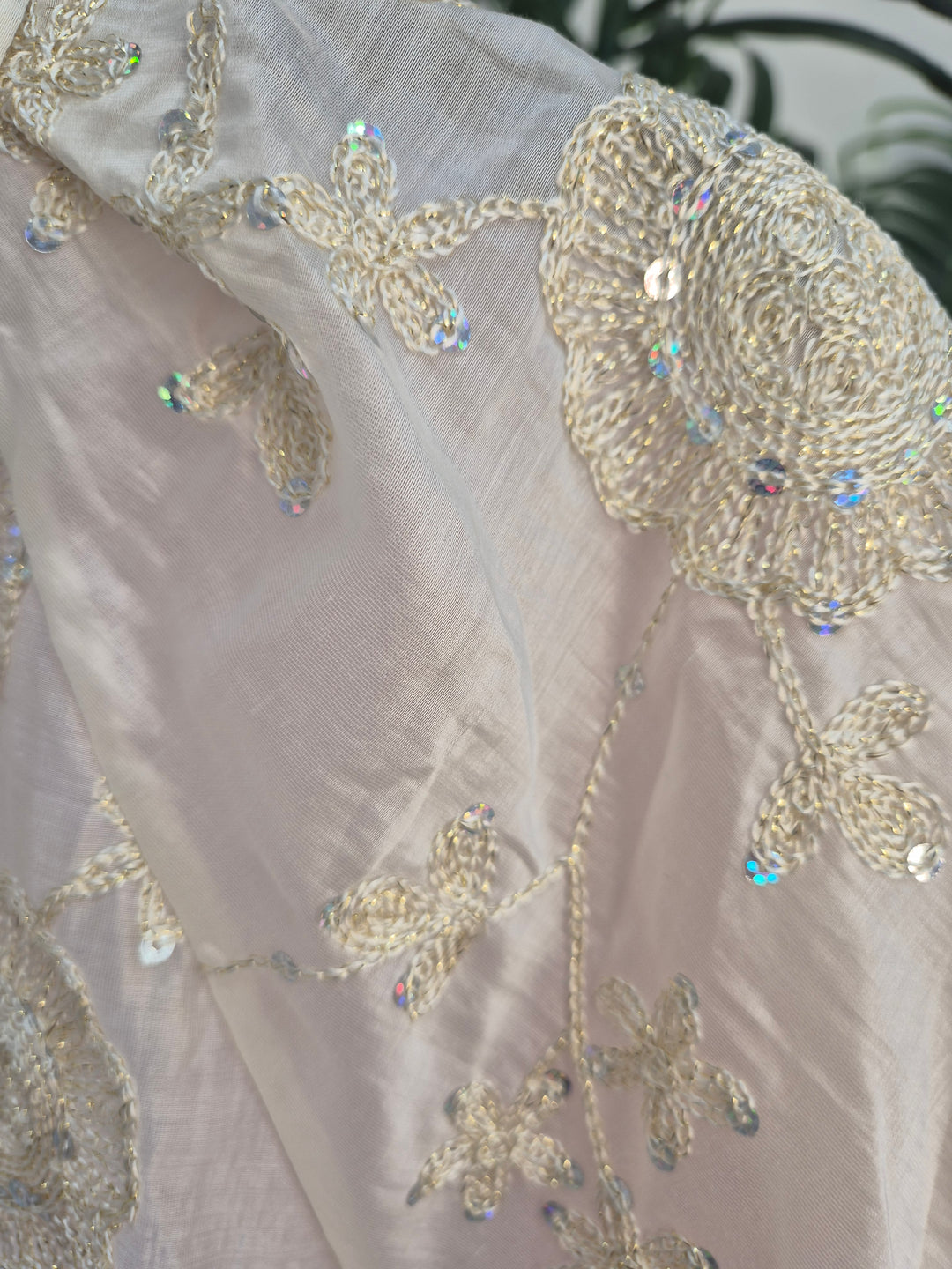 Patsy Puffball Sleeve Sparkly Blouse (One Size, fits from Size 10/12 up to Size 16) - Cream