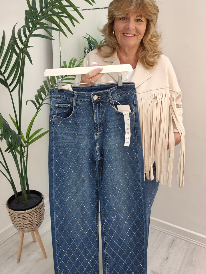 Dallas Diamante/Crystal Jeans - Stonewashed (choose your Size)