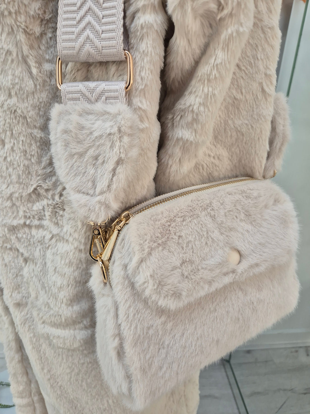 Oslo Faux Fur Longline Coat - Cream (choose your Size)