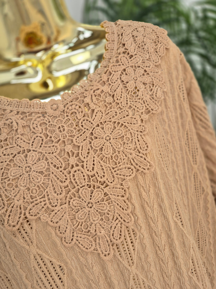 Florence Lace Top - Sand (Oversized)