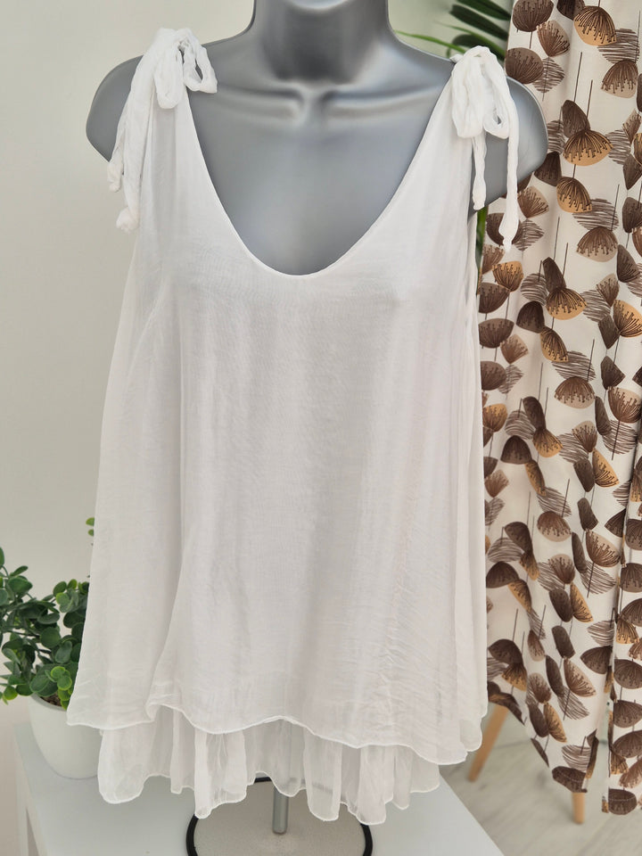 Portofino Silk Overlay Top - (choose your Colour) (One Size)