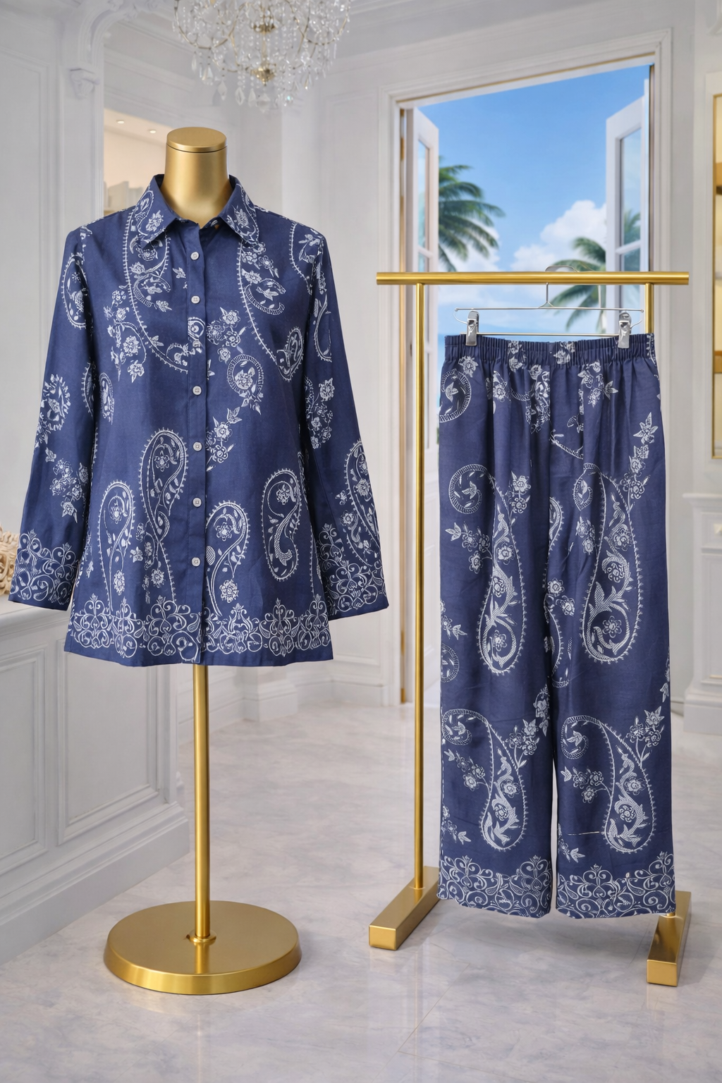 Paisley Flower Co-ords Set (2 Piece) - (One Size, fits from Size 14 to Size 16/18) - (choose your Colour)