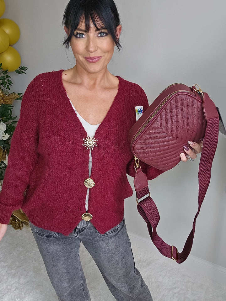 Clara Cosy Slouchy Cardigan (Oversized - fitting from Size 10/12 up to Size 16/18) - Wine