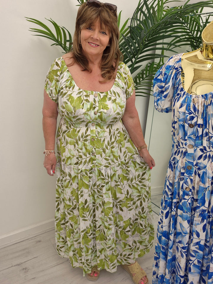 Sicily Magic Bardot Dress with Metallic Gold Foil - (choose your Colour) - One Size/Curvy