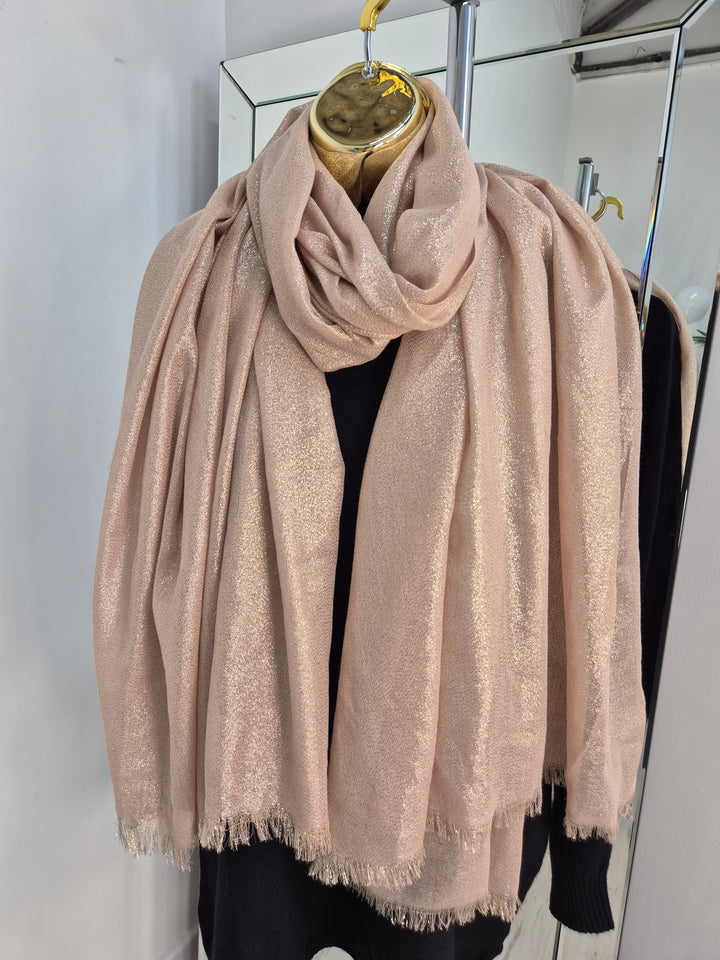 Oversized Metallic Scarf - Pink/Rose Gold