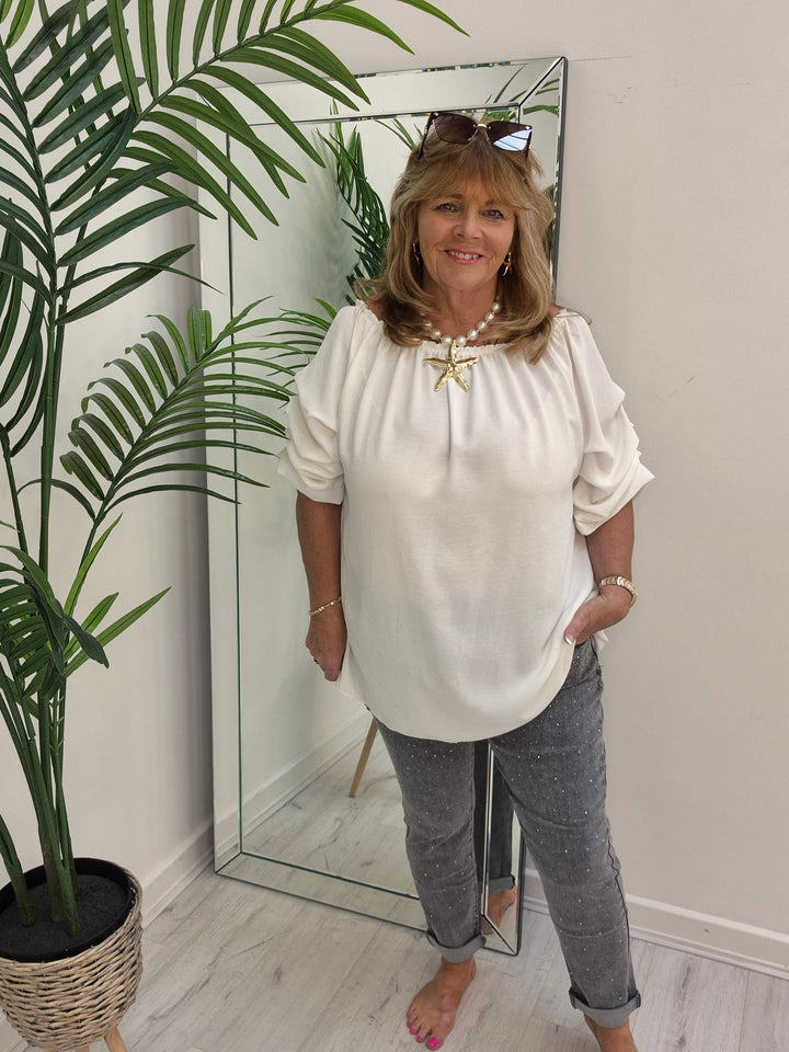 Aurora Sparkly G Smack Mom Jeans - Grey Stonewash (choose your Size)