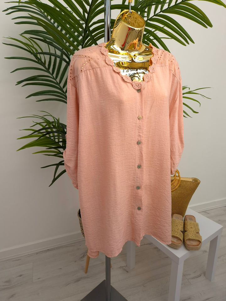 Belinda Broderie Anglaise Top - (choose your Colour) (Curvy)