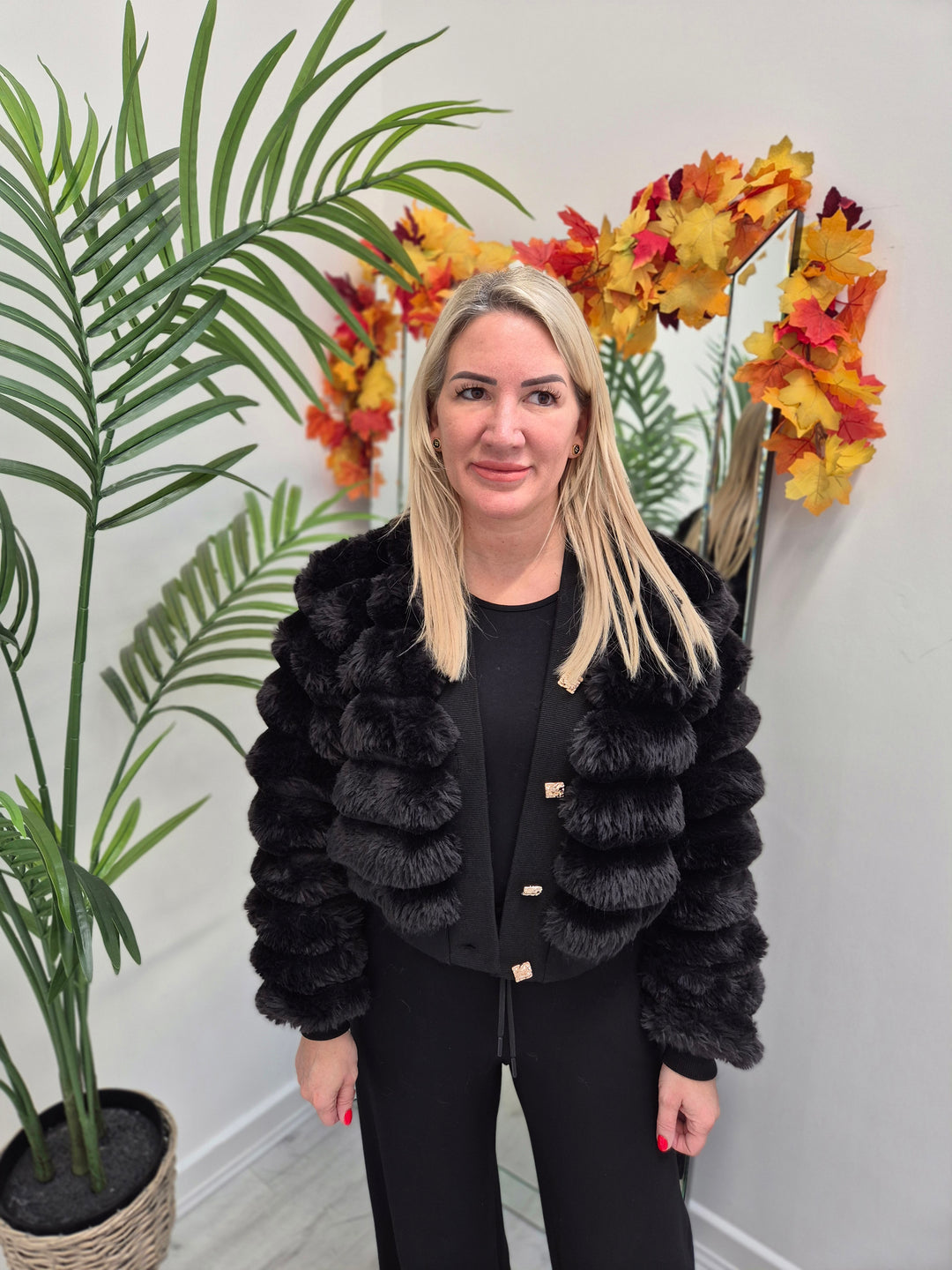 Oslo Faux Fur Cardigan (choose your Size) - Black