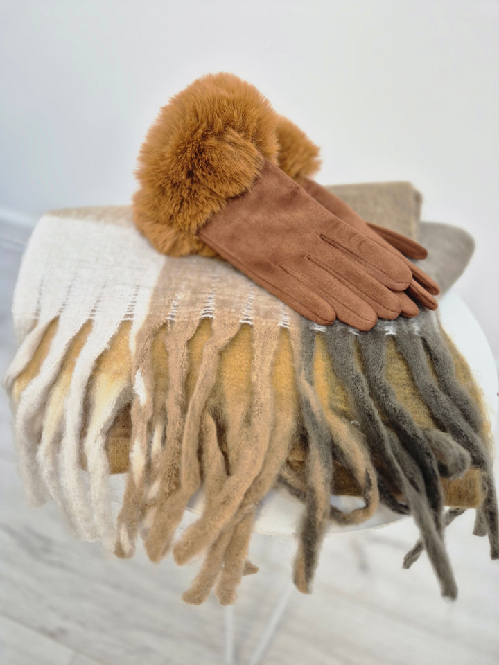 Oslo Gloves with Faux Fur - Tan