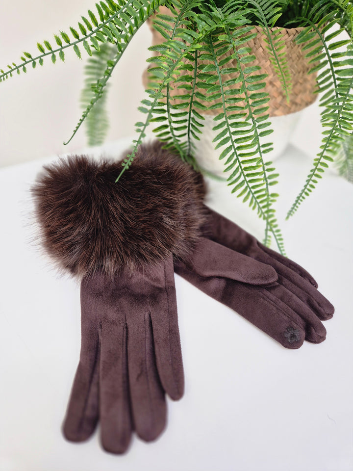 Oslo Gloves with Faux Fur - Chocolate