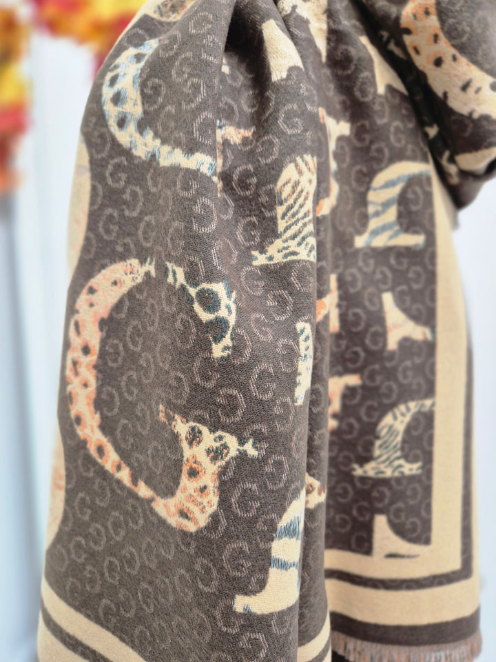 Gina Oversized Fringed Scarf - Chocolate