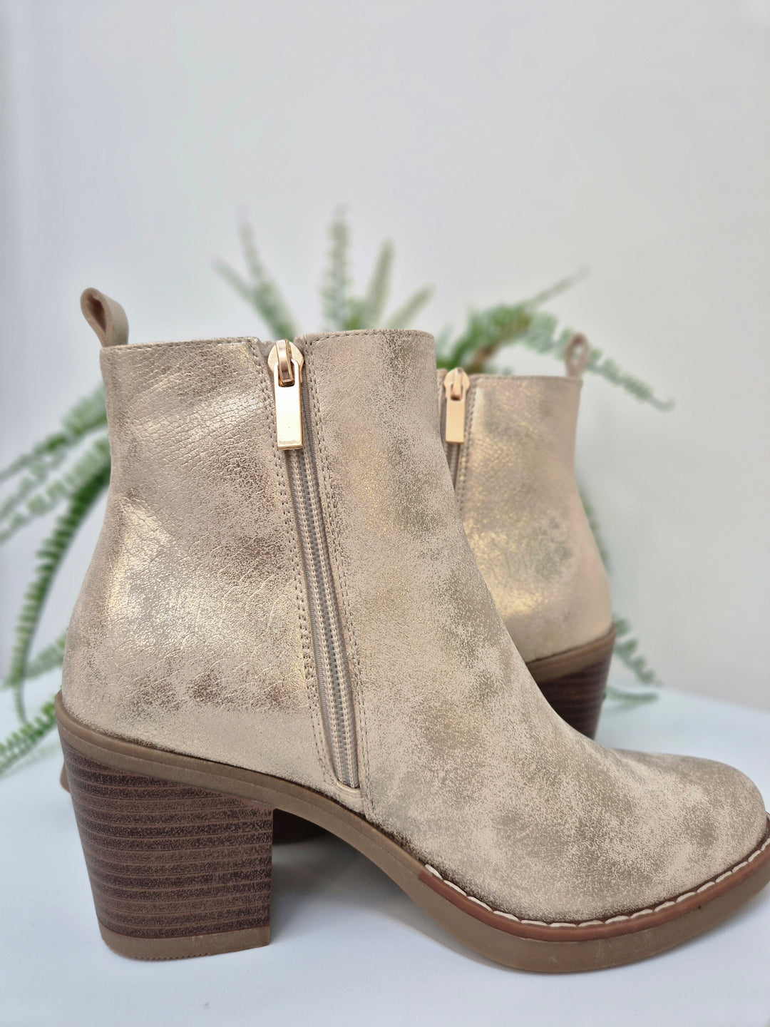 Denver Ankle Boots - (choose your Size) - Champagne Gold Shimmer