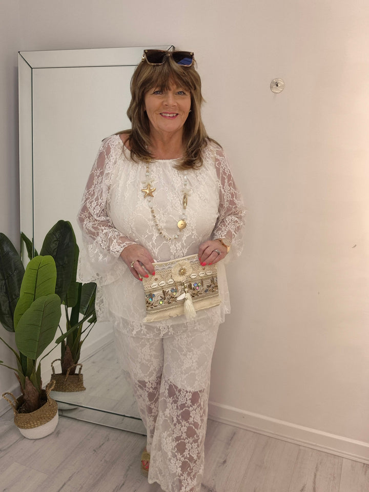 Florence Lace Bardot Co-ord Set - (choose your Colour) - (Curvy)