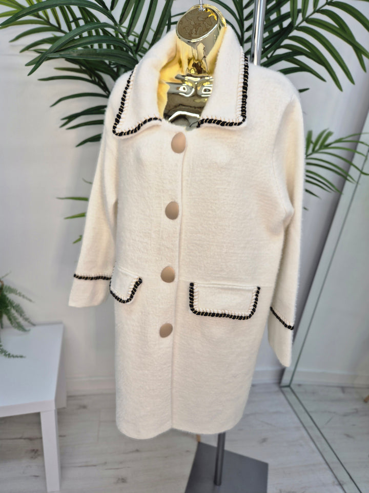 Coco Longline Jacket/Cardigan - Cream (One Size - fits from Size 10 up to Size 14/16)