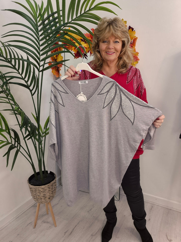 Arabella Sparkly Oversized Jumper with V Neck (choose your Colour) (One Size/Curvy, fits from Size 12/14 up to Size 18/20)