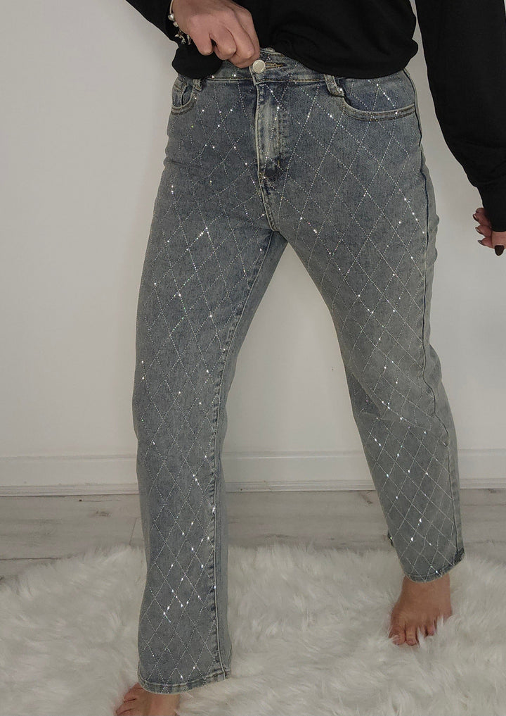 Kelly Diamante/Crystal Jeans - Stonewashed (choose your Size)