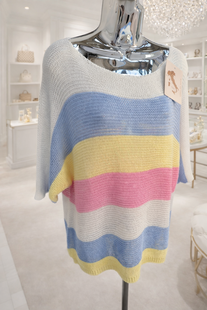 Stella Striped Spring Top - White (One Size - fits from Size 10 up to Size 16)