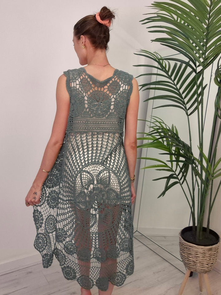Ibiza Crochet Hi Lo Waistcoat - (choose your Colour)