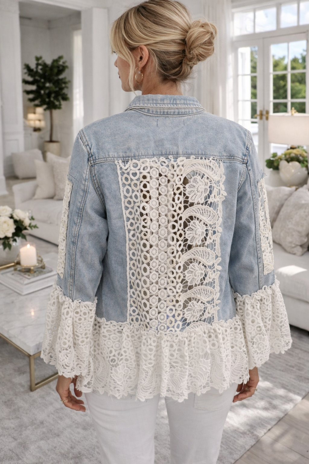 Lana Lacy Denim Jacket - Light Stonewashed (One Size, fitting from Size 10 up to 14)