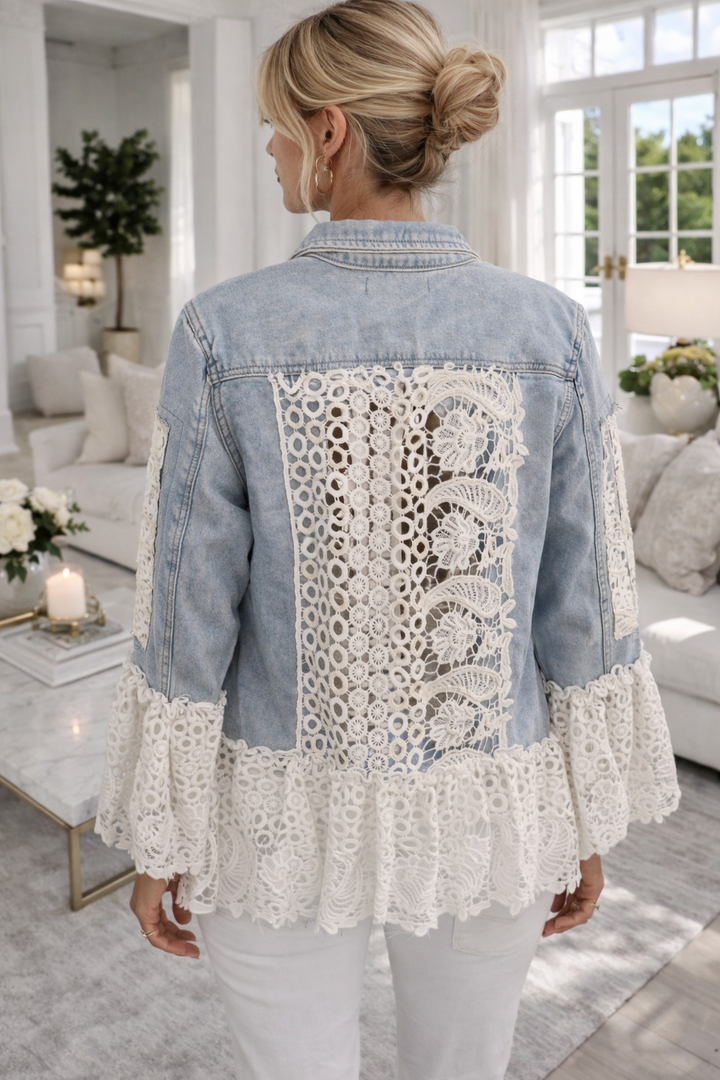 Lana Lacy Denim Jacket - Light Stonewashed (One Size, fitting from Size 10 up to 14)