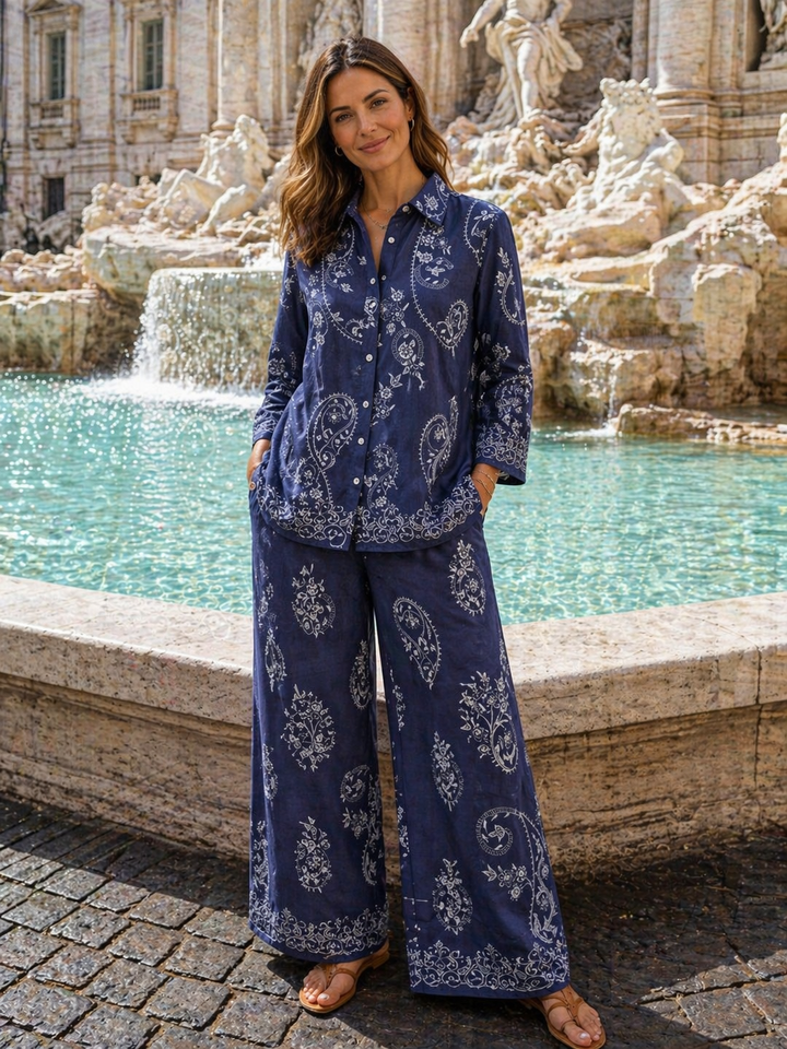 Paisley Flower Co-ords Set (2 Piece) - (One Size, fits from Size 14 to Size 16/18) - (choose your Colour)