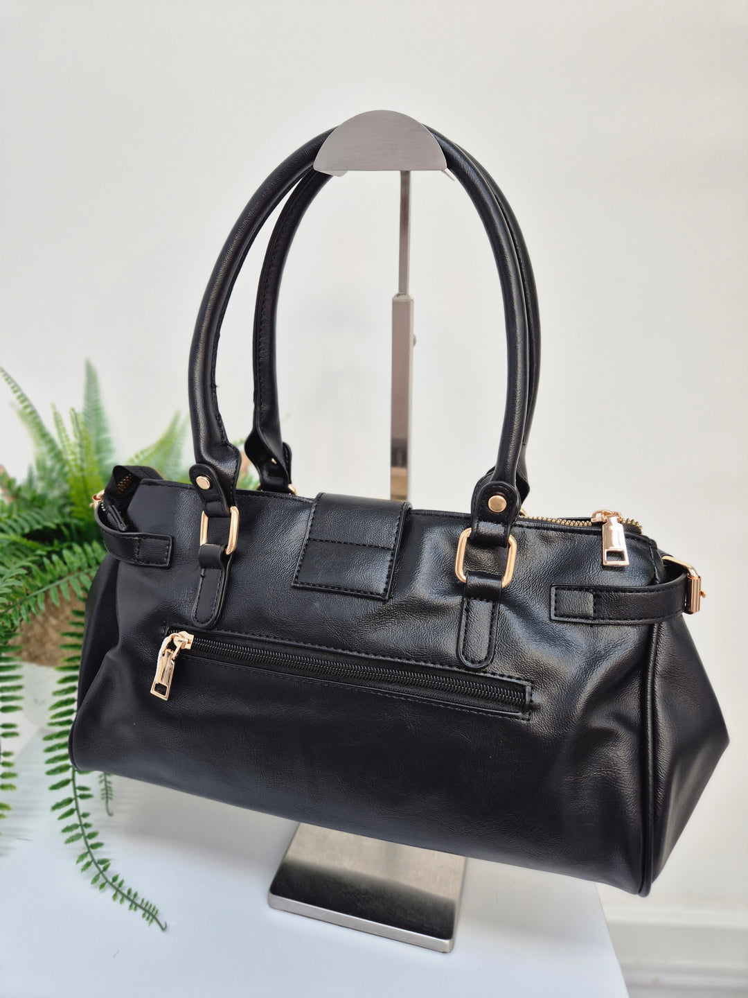 Mia Faux Leather Bag - Black
