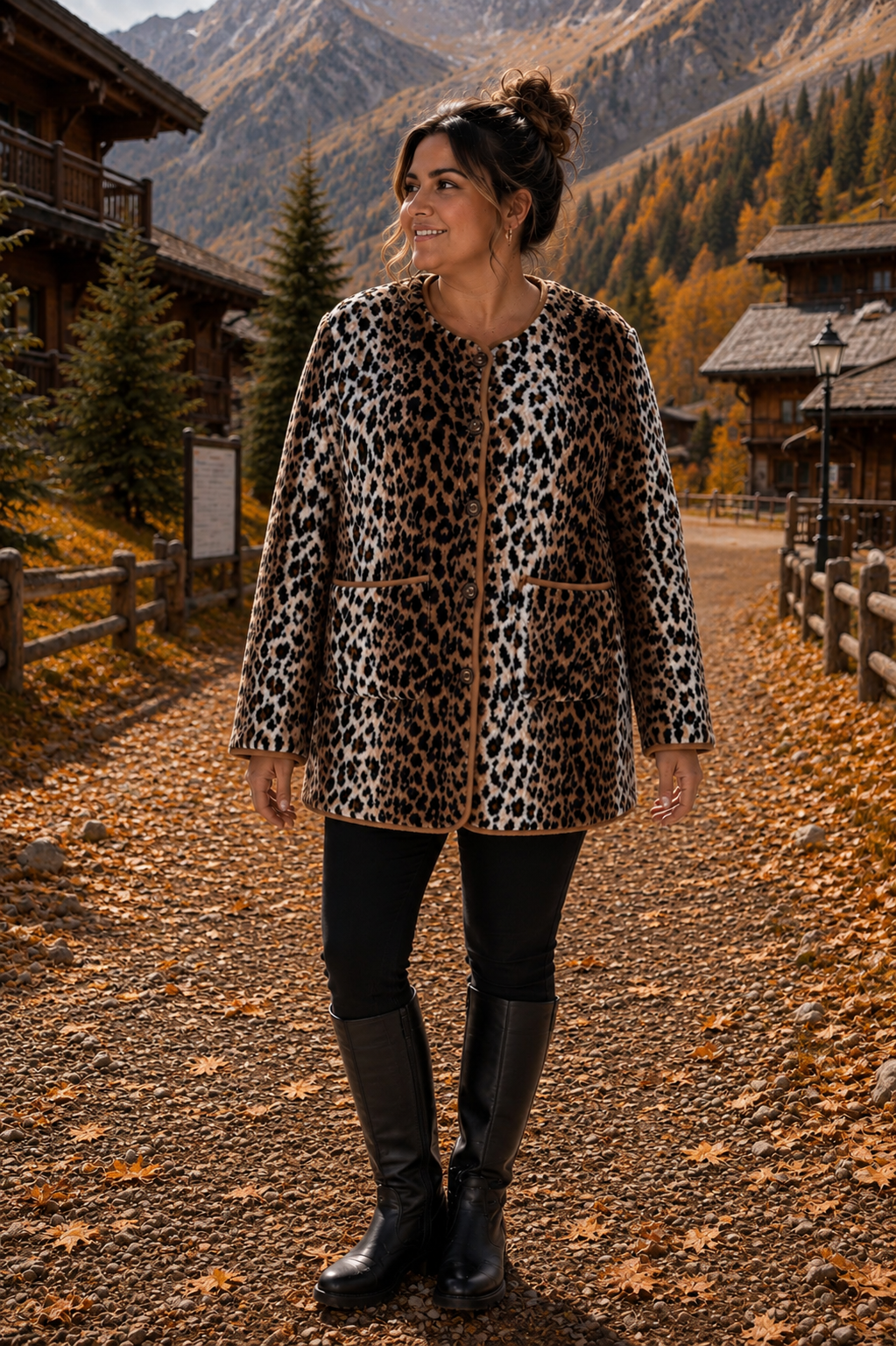 Oslo Leopard Faux Fur Jacket with Pockets - (choose your Size)