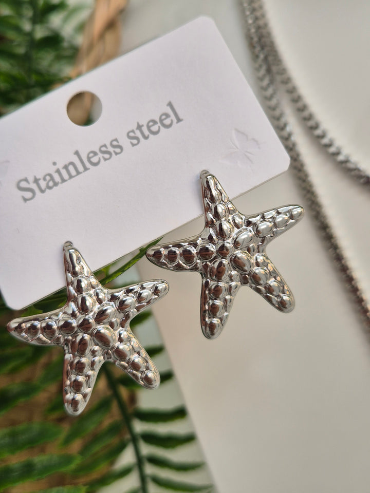 Starfish Earrings - Silver Tone (Pierced)