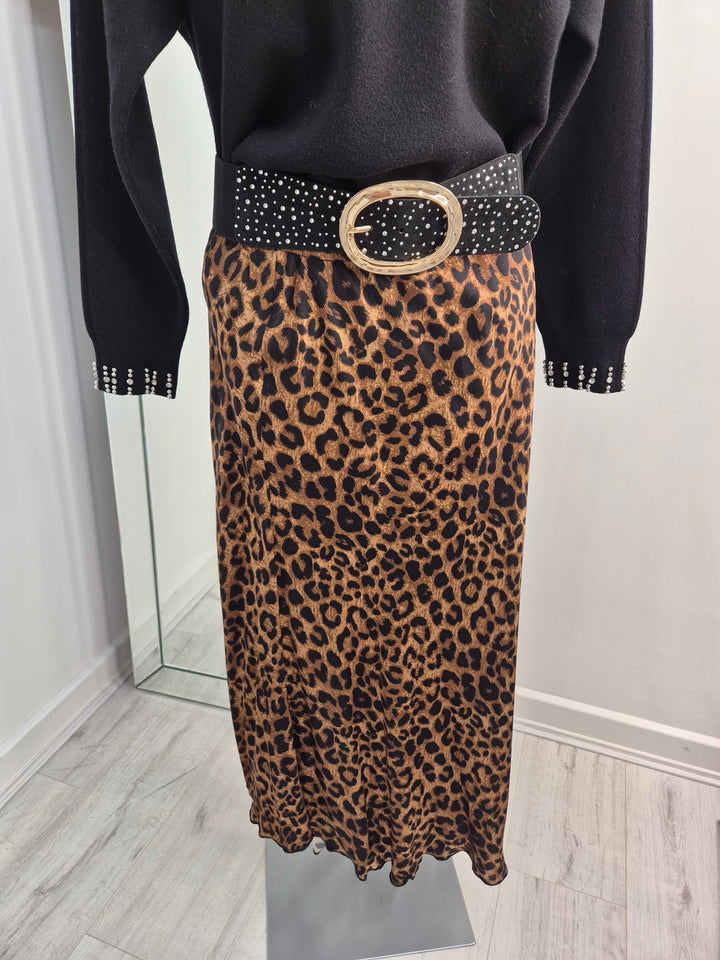 Leopard Print Midi Skirt (One Size, fits from Size 10 up to Size 14)