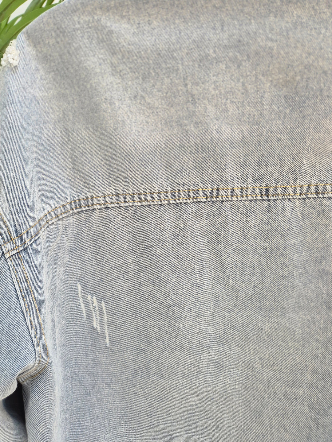 Angelica Crystal & Pearl Denim Jacket - Stonewashed (Oversized)