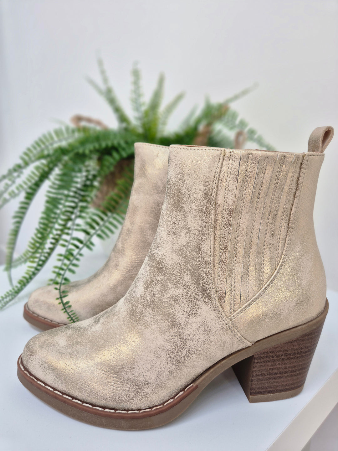 Denver Ankle Boots - (choose your Size) - Champagne Gold Shimmer