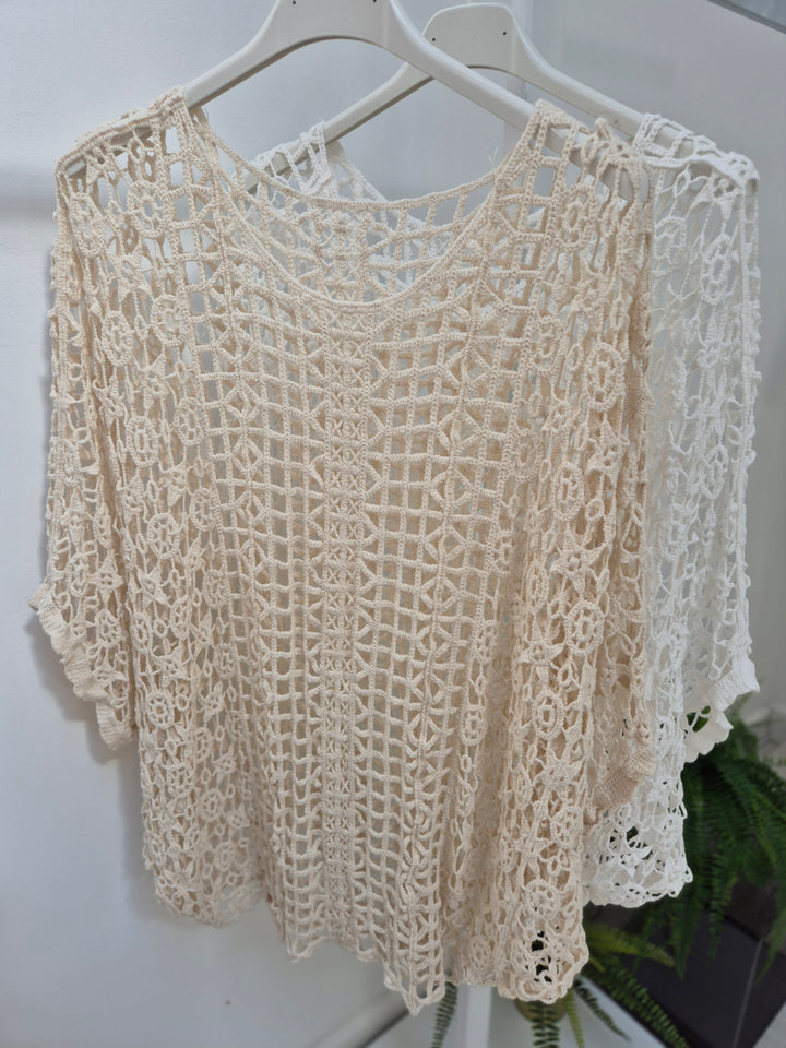 Carla Crochet Top - (choose your Colour) - (One Size/Curvy)