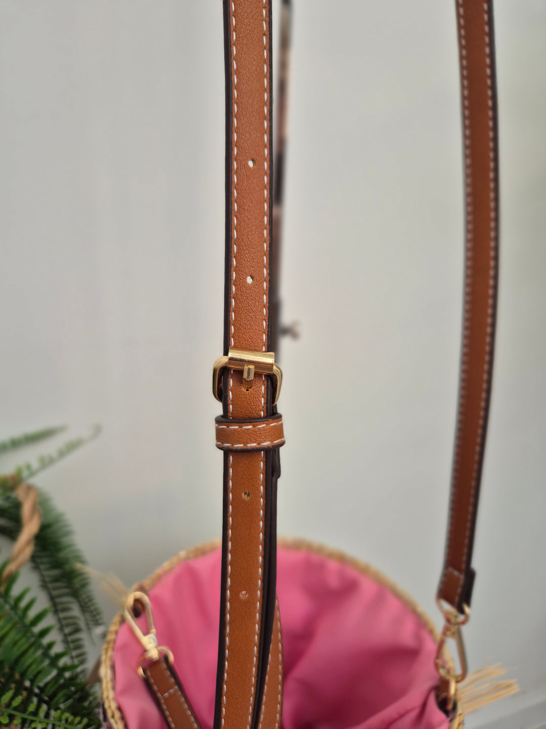 Sequin Straw Bag with Long Adjustable Strap - Pink Multi Sequins
