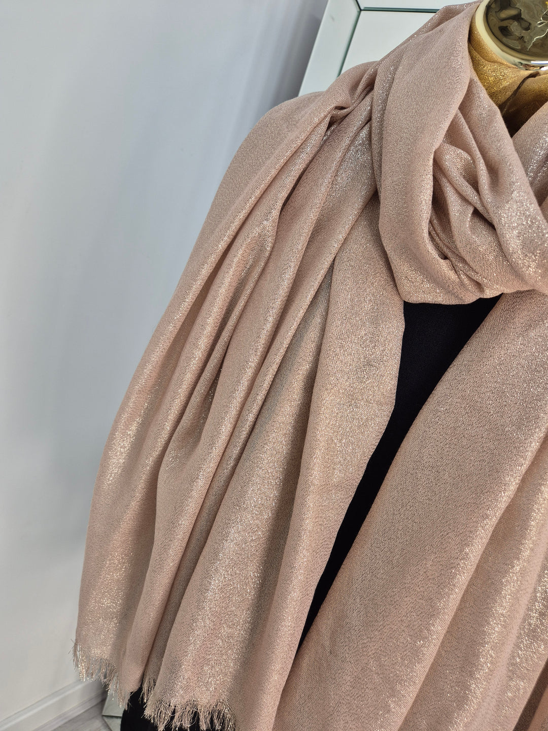 Oversized Metallic Scarf - Pink/Rose Gold