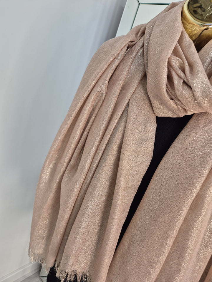 Oversized Metallic Scarf - Pink/Rose Gold