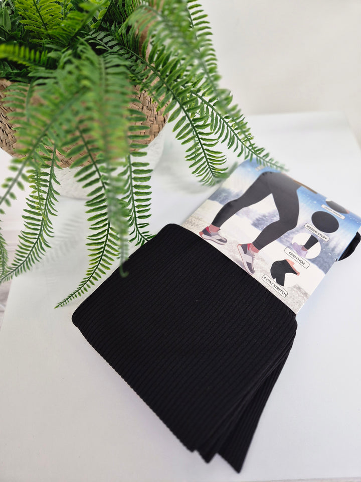 Reece Ribbed Leggings Fleece Lined (Soft Touch) - (choose your Colour) - One Size, fits up to Size 16