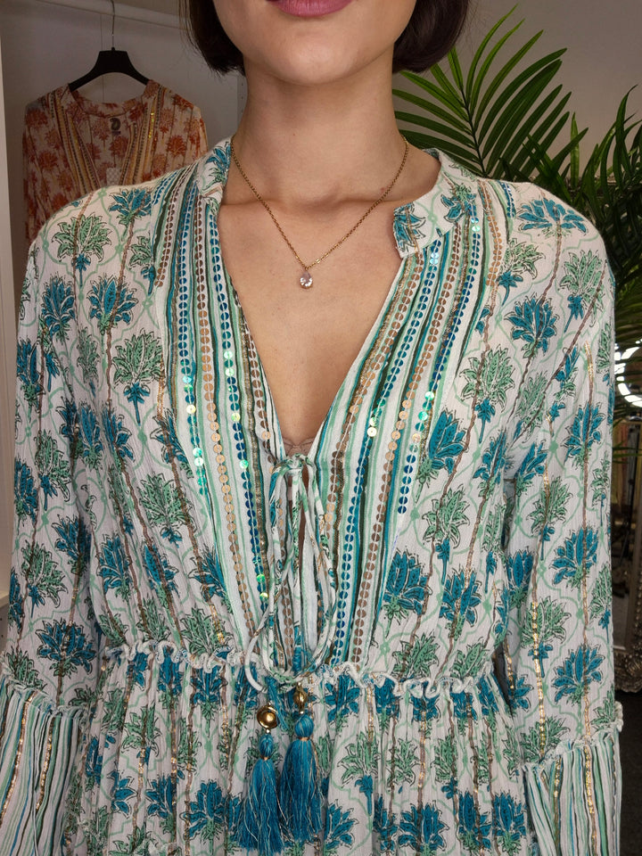 Boho Floral Dress with Gold Metallic - (choose your Colour) (Petite Size)