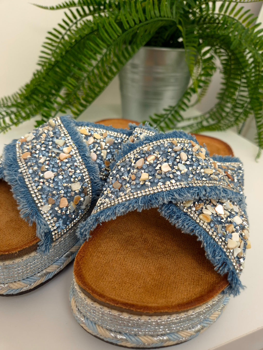 Bali Slip On Sliders - Blue (choose your Size)