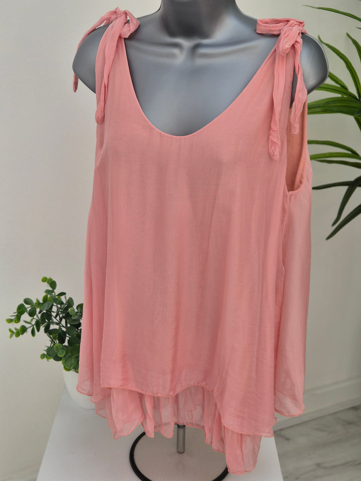 Portofino Silk Overlay Top - (choose your Colour) (One Size)