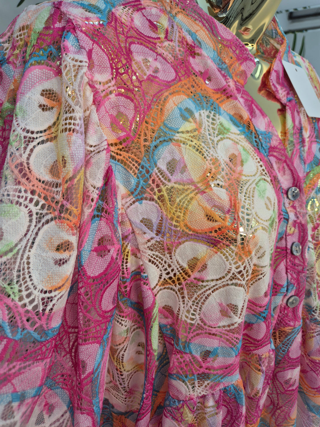 Gardenia Floral Lace Top - Hot Pink (Oversized, fitting from Size 14 up to Size 20)