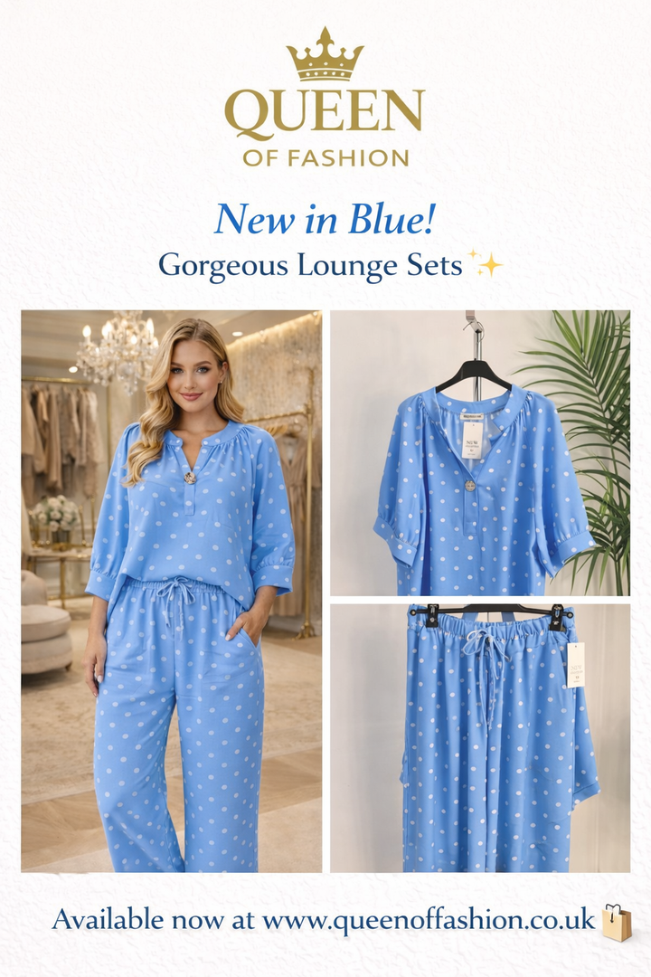 Dotty Co-ord Two Piece Set - (One Size/Curvy fitting from Size 10/12 up to Size 16/18) - choose your Colour