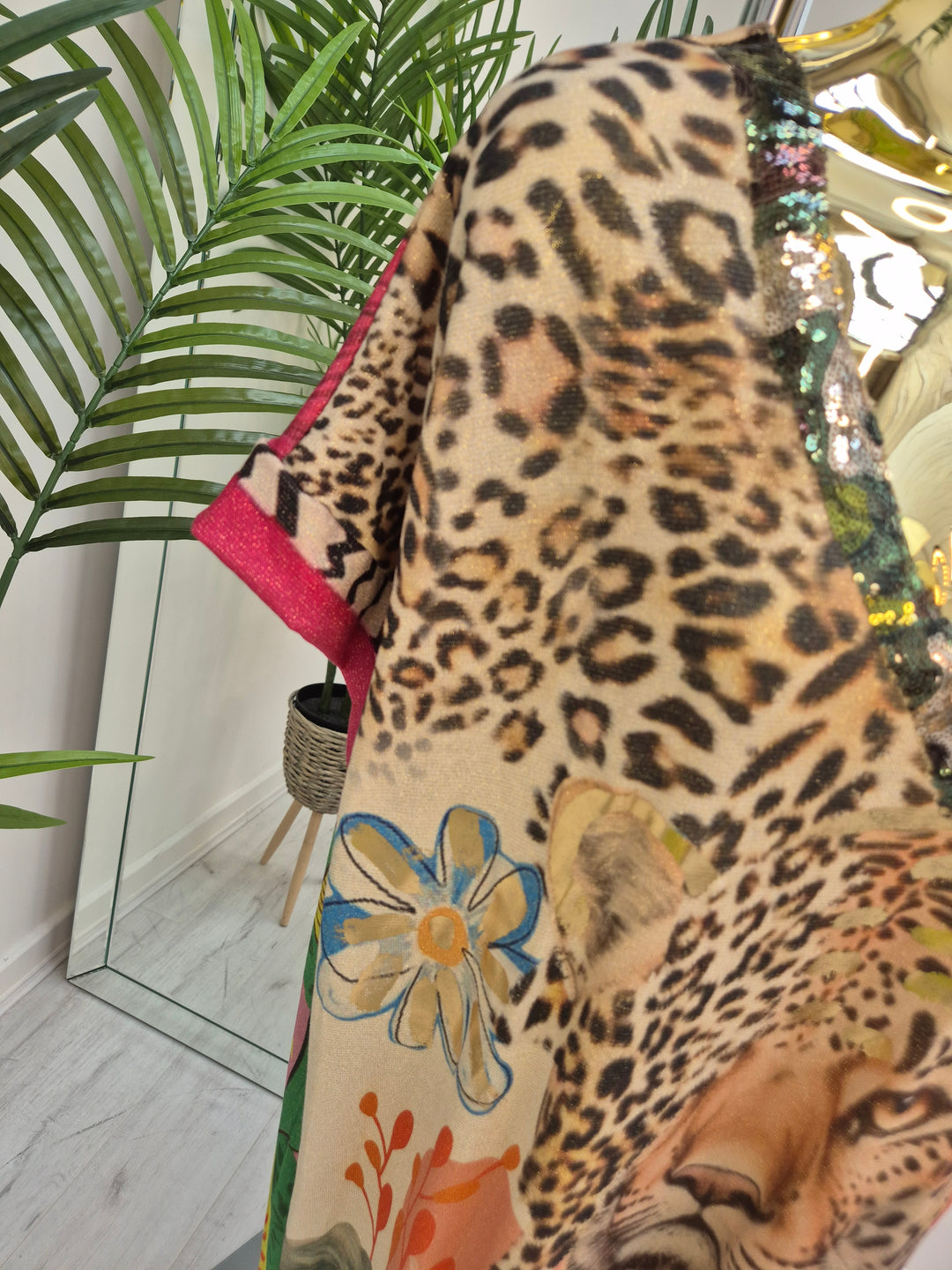 Carla Shimmer Maxi Length Dress - Leopard/Positive Vibes (Loose Fit)