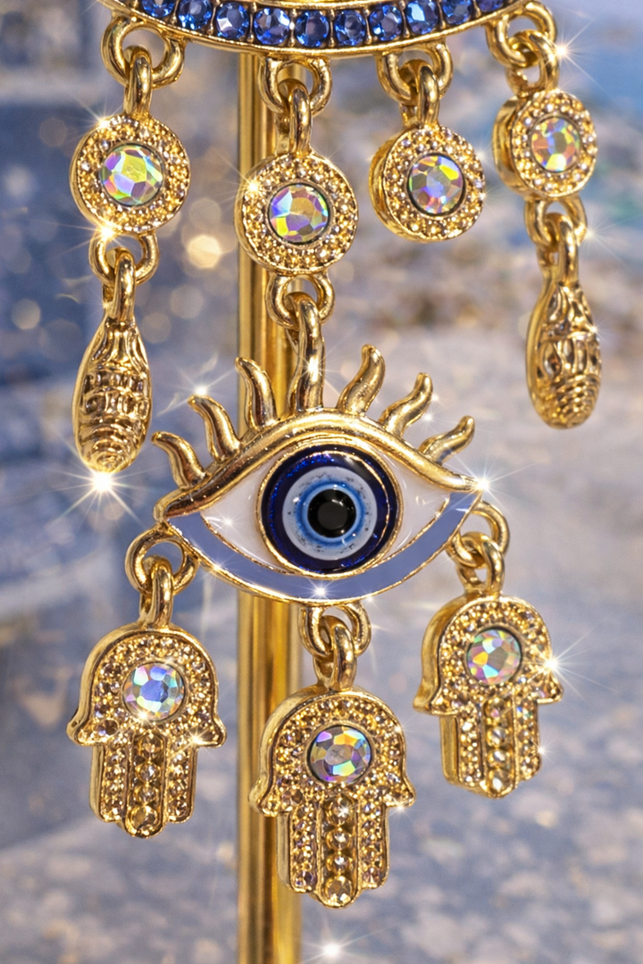 Lucky Eye Charm Key Ring (Gold Tone)